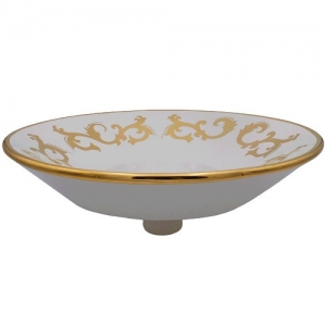 BELLEZE DALIA GOLD/WHITE COUNTERTOP WASH BASIN